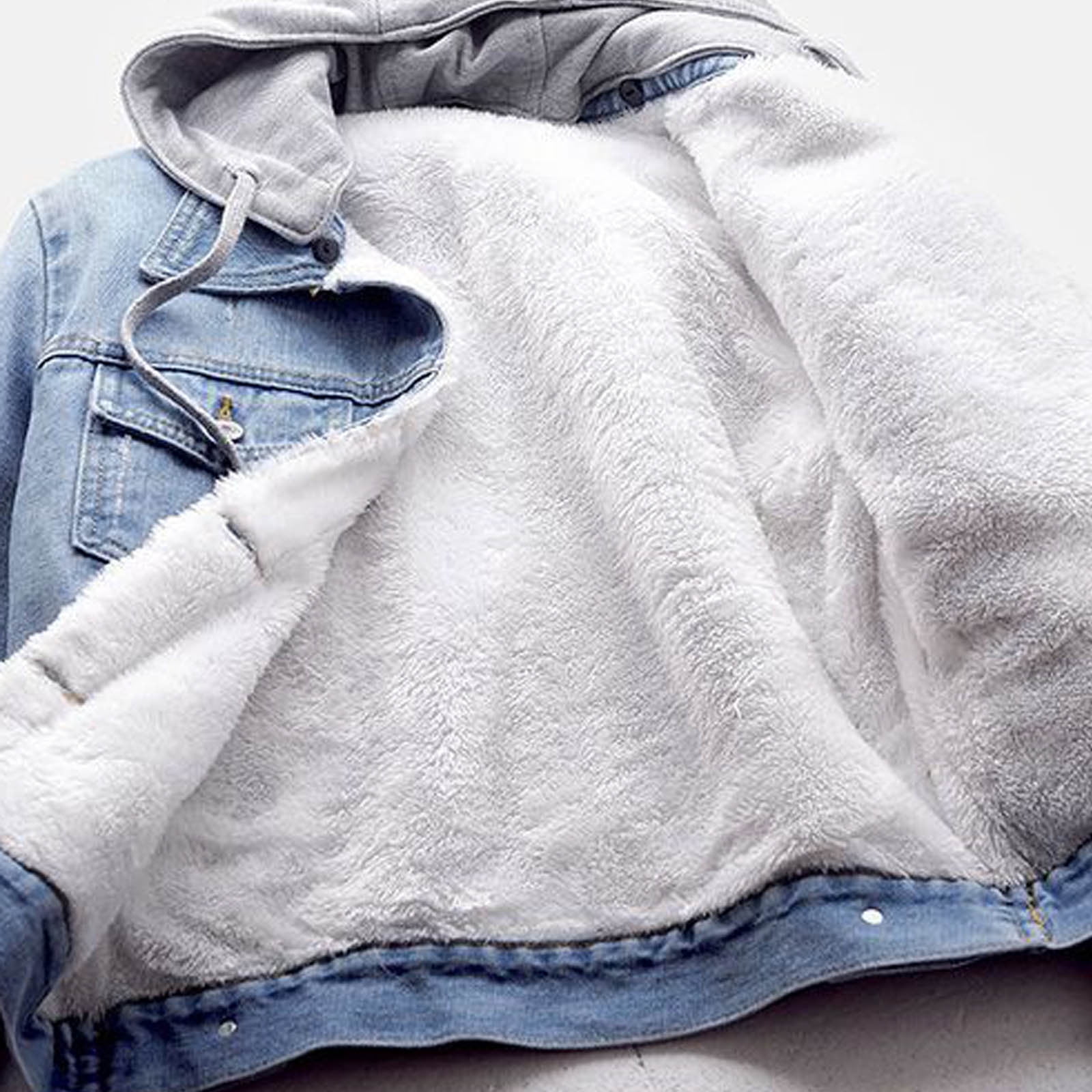 Luxury Women Faux Fur Denim Oversized Winter Jacket Coat Fleece Lined Parka  | eBay